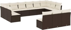 vidaXL Set canapele de grădină cu perne, 13 piese, maro, poliratan