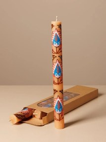 Set 3 lumanari, lucrate manual, Blue Leaves