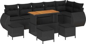 vidaXL Set de canapele pentru grădină 10 pcs Negru Poli Rattan