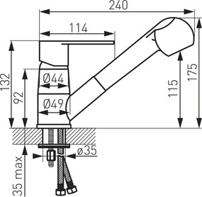 ALGEO Baterie stativă bucătărie cu pipă extractibilă crom BAG8