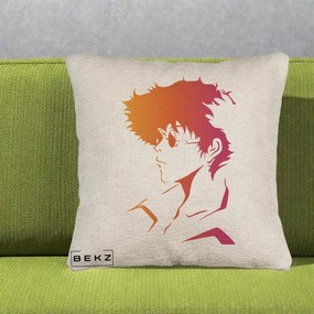 Perna Decorativa Cowboy Bebop Spike Silueta Gradient, 40x40 cm, Bej Canapea, Husa Detasabila, Perna Inclusa, BEKZ®
