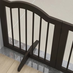 PawHut Barieră Pliabilă pentru Câini cu 3 Secțiuni din Lemn și Picioare, 154,5x29,5x61 cm, Cafeniu | Aosom Romania