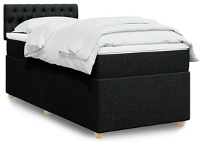 vidaXL Pat box spring cu saltea, negru, 90x200 cm, textil