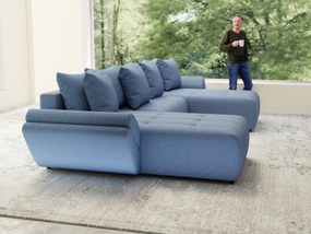 Colțar extensibil dumonde cu ladă de depozitare si sezut confortabil din spuma high-density, Berlin U Enjoy Blue 380x180 cm