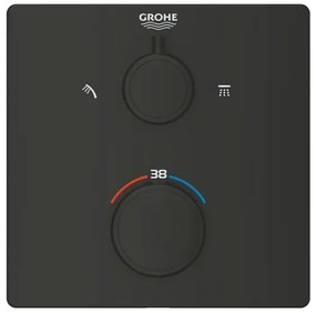 Baterie dus incastrata cu termostat Grohe Grohtherm 2 iesiri negru mat patrat