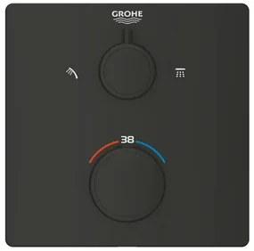 Baterie dus incastrata cu termostat Grohe Grohtherm 2 iesiri negru mat patrat