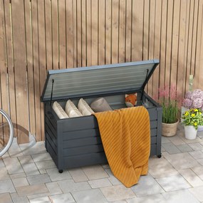 Outsunny Cutie de Depozitare pentru Exterior de 331 Litri cu Roți, Organizator Spațios din Oțel Galvanizat, pentru Terasă și Grădină | Aosom Romania