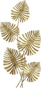 HOMCOM Artă Murală cu 5 Frunze de Monstera și Accesorii pentru Montaj Incluse, Decorațiuni Murale din Metal, 83x2.5x39 cm, culoare Aurie | Aosom Romania