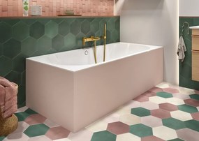 Cada baie dreptunghiulara incastrata, alba, compozit-quaryl, cu sifon si preaplin, Villeroy  Boch Oberon 2.0