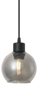 Lampă suspendată modernă neagră cu sticlă fumurie pentru sistem de șină monofazat - Iconic Lava