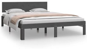 810497 vidaXL Cadru de pat, gri, 140x200 cm, lemn masiv de pin
