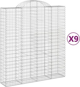 vidaXL Coșuri gabion arcuite, 9 buc, 200x50x220/240cm, fier galvanizat