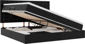 vidaXL Pat cu saltea și LED Negru 200 x 200 cm Piele artificială