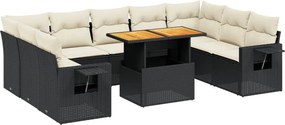 vidaXL Set canapele de grădină cu perne, 10 piese, negru, poliratan