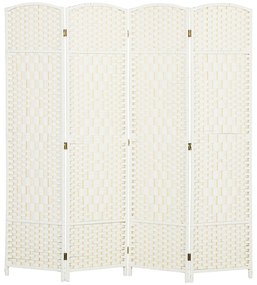 HOMCOM Paravent interior din lemn 4 panouri divizor de cameră pliabil pentru sufragerie dormitor 180 x 180 cm alb | Aosom Romania