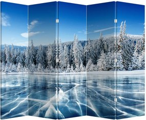 Paravan - Lacul înghețat și copacii înzăpeziți (210x170 cm)