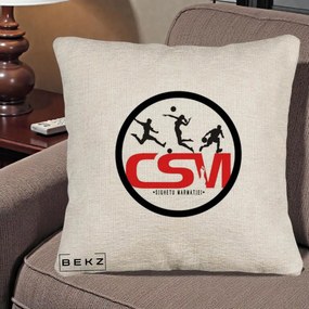 Perna Personalizata CSM Sighetu Marmatiei Sport, 40x40 cm, Bej Canapea, Husa Detasabila, Perna Inclusa, BEKZ®