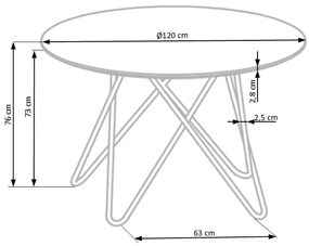 Masa Bonello marmura gri - d120xh76 cm