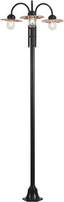 Lampă modernă de exterior neagră cu cupru 235cm 3 lumini IP44 - Kansas