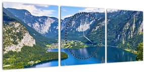 Tablou - Lacul Hallstatt, Hallstatt, Austria (cu ceas) (90x30 cm)