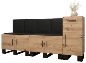 Set mobilier pentru hol Amanda 17 (Stejar artisan + piele ecologică Negru). 1086009