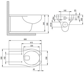 Vas wc suspendat pentru persoane cu dizabilitati Deante Vital, capac soft close inclus, alb