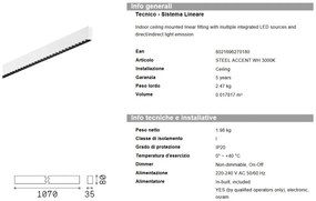 Lustra liniara cu lumina directa si indirecta STEEL Accent White 3000K