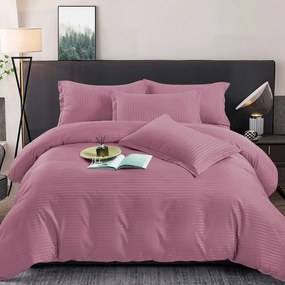 Lenjerie de pat 2 persoane, bumbac Damasc, 6 piese, uni, SSD31