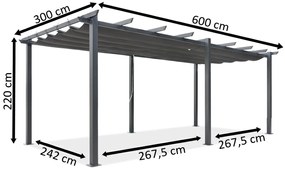 Barbados 3x6 m patio pergola cu perdele Garden Point alb și bej