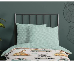 Lenjerie de pat pentru copii verde-bej din bumbac pentru pat de o persoană 140x200 cm Gogo – Good Morning