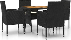 vidaXL Set mobilier de exterior, 5 piese, negru, poliratan