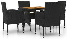 3120090 vidaXL Set mobilier de exterior, 5 piese, negru, poliratan