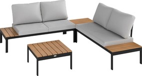 Outsunny Set Mobilier de Grădină din 4 Piese, cu 2 Canapele și 2 Măsuțe de Cafea, 141x64x62 cm, Lemn Natural | Aosom Romania