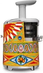 Storcător de fructe Smeg Dolce & Gabbana SJF01DGEU, 150 W, 500 ml, rotație inversă, recipient pentru resturi de 1,6 l, multicolor