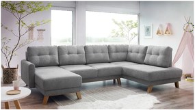 Colțar extensibil cu șezlong pe partea dreaptă Bobochic Paris Balio, gri