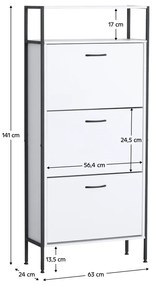 Botník TREDIS, 3 etaje, alb
