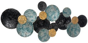 Decorațiune de perete 3D HOMCOM cu Cercuri 121 cm x 4 cm x 53 cm Metal Albastru + Negru | Aosom Romania