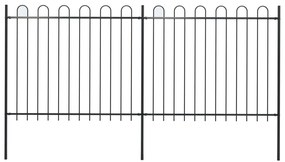 vidaXL Gard de grădină cu vârf circular din oțel, 359x150 cm, negru