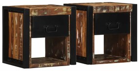 vidaXL Noptiere 2 buc multicolore 40x35x40 cm lemn masiv recuperat