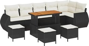 vidaXL Set de canapele pentru grădină 10 pcs Negru și Crem Poli Rattan