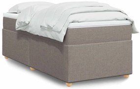 vidaXL Pat box spring cu saltea, gri taupe, 90x200 cm, textil