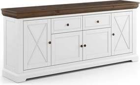 Comodă lemn masiv nuc Iris Alb/, 200 × 41 × 85 cm