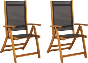 vidaXL Scaune de grădină pliabile 2 buc. lemn masiv acacia & textilenă