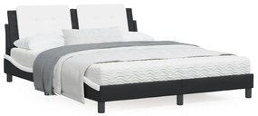 3208196 vidaXL Cadru de pat cu tăblie, negru/alb, 160x200 cm, piele ecologică