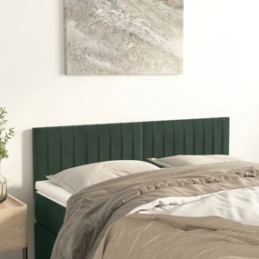 vidaXL Tăblii de pat, 2 buc., verde închis, 72x5x78/88 cm, catifea
