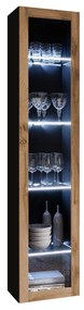 Vitrină 180 sticlă Zylia (Negru + Stejar wotan) (iluminat LED albastru). 1060031