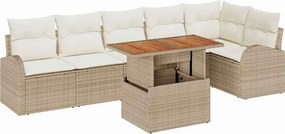 vidaXL Set de canapele pentru grădină 7 pcs Bej Rattan poli