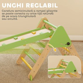AIYAPLAY Set de Joacă pentru Copii 5 în 1 cu Triunghi, Perete Neted și Arc, din Lemn de Plop și Pin, 191.5x74.5x63 cm | Aosom Romania