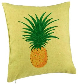 Perna Decorativa, Model Ananas, 40x40 cm, Verde, Husa Detasabila, Burduf