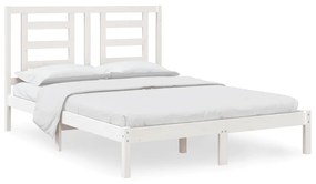 3104324 vidaXL Cadru de pat dublu, alb, 135x190 cm, lemn masiv de pin